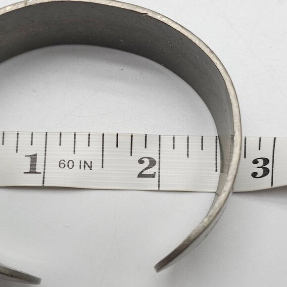 Handcrafted Pewter Floral Engraved Cuff Bracelet By Kirk Jonquil March Vintage - Picture 7 of 7